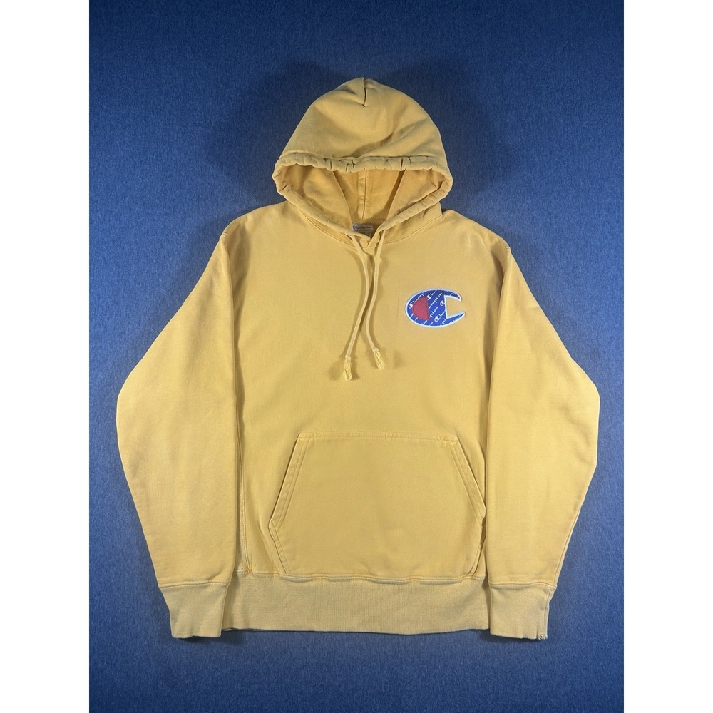 Champion Reverse Weave Yellow Hoodie with Large Script‎ Infilled C Logo